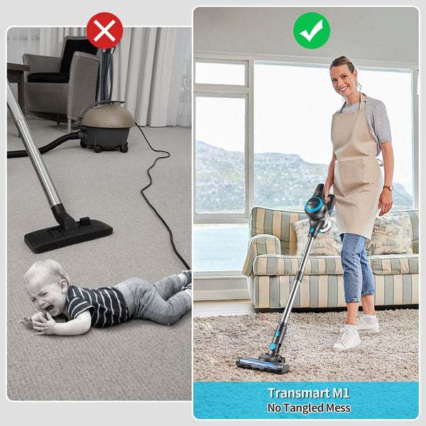 Transmart 18Kpa Powerful Cordless Vaccum Cleaner for Home, Lightweight Stick Vaccum Cordless Rechargeable Battery 40 Min Runtime Vacuum Cleaner Hard Floor Pet Hair