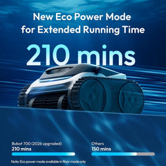 Bubot 700 Pool Cleaner Robot, Robotic Cordless Pool Vacuum w/Superior Suction, 210-Min Runtime Triple Motors, Smart Navigation, APP Control（grey）