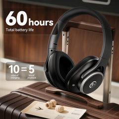 Active Noise Cancelling Headphones,60H Playtime Bluetooth 6.0 Wireless Headphones with Hi-Res Audio, Over Ear Headphones with Microphone, Deep Bass,Comfort Fit,Foldable Headset for Travel Office Game