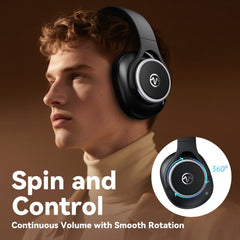 Active Noise Cancelling Headphones,60H Playtime Bluetooth 6.0 Wireless Headphones with Hi-Res Audio, Over Ear Headphones with Microphone, Deep Bass,Comfort Fit,Foldable Headset for Travel Office Game