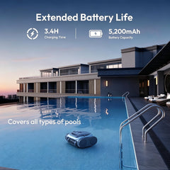 Bubot 700 Pool Cleaner Robot, Robotic Cordless Pool Vacuum w/Superior Suction, 210-Min Runtime Triple Motors, Smart Navigation, APP Control（Silver）