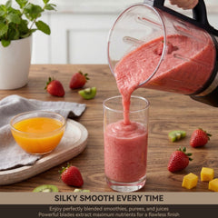 ASTRALSHIP Glass Blender for Kitchen, 1500W High-Speed Hot & Cold Blender for Smoothies, 59 oz Capacity, 14 Presets & Auto Clean, Black