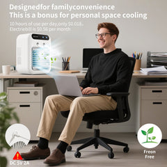 Portable Cooling Fan,USB-C Rechargeable | 25dB Quiet, 3 Speeds & Mist Modes for Home Office Desk, Bedroom, Camping