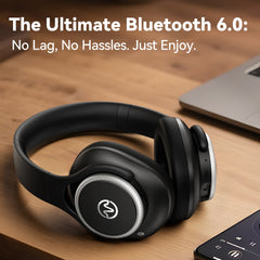 Active Noise Cancelling Headphones,60H Playtime Bluetooth 6.0 Wireless Headphones with Hi-Res Audio, Over Ear Headphones with Microphone, Deep Bass,Comfort Fit,Foldable Headset for Travel Office Game