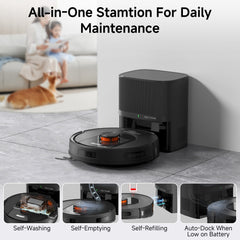 PrettyCare Robot Vacuum and Mop Combo Cleaner 9000pa,85 Days Self-Emptying & Recharging Station with 3D Home Mapping for Debris/Stain/Hair/Pet, L1 PRO