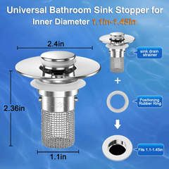Bathroom Sink Drain Strainer (2PCS), Pop-up Sink Drain Strainer with Removable Stainless Steel Strainer Basket Hair Catcher, Bathroom Sink Strainer for Bathroom Sink Stopper Replacement.