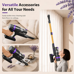 Prettycare Cordless Vacuum Cleaner, 48KPA 530W, 8*2600mAh 55mins Runtime 9 in 1 Stick Vacuum for Home Pet Hair Carpet Wood Floor