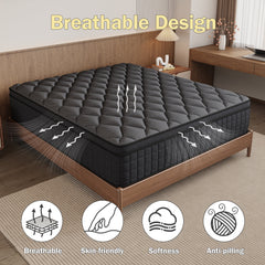 gunugu 12 inch Full Hybrid Mattress in a Box, Cooling Gel Memory Foam Mattress with Individually Wrapped Pocket Coils, Medium Firm