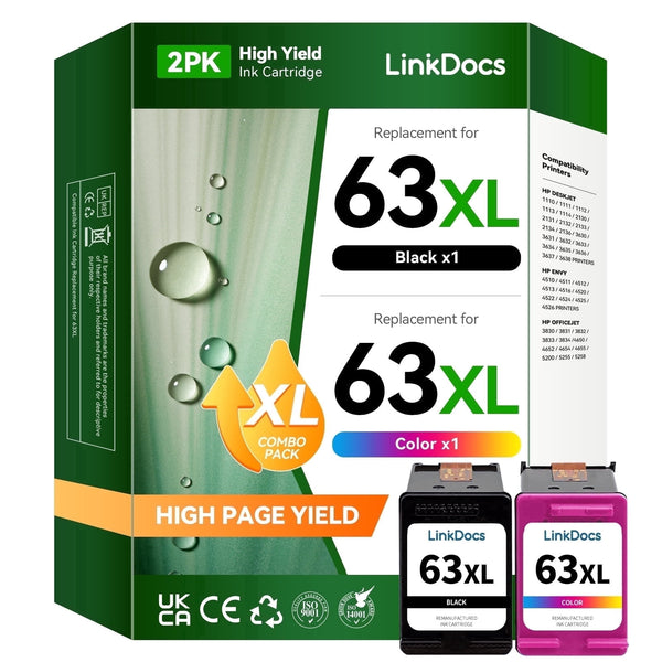 63XL Ink Cartridge Compatible for HP 63 Ink Cartridges for Printer HP Ink 63 XL for Compatible HP OfficeJet 3830 Ink 5255 5258 Envy 4520 4512 4516 DeskJet 1112 3630 3632 2132 Printer Ink( Black,Tri-C