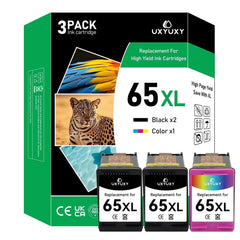65 Ink Cartridges Compatible for HP 65 Ink Cartridges Use with Deskjet 2622 2624 2652 2655 3720 3721 3722 3723 3732 3758 Envy 5052 5058 (Black, Tri-Color, 3 Pack)