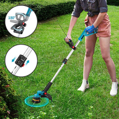 Transmart Cordless Electric Weed Eater, 21V Brushless Grass Trimmer with Battery and Charger, 600W Powerful String Trimmer for Lawn and Garden
