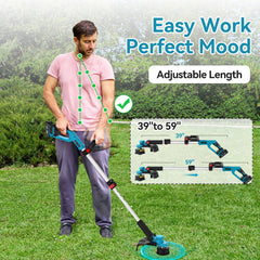 Transmart Cordless Electric Weed Eater, 21V Brushless Grass Trimmer with Battery and Charger, 600W Powerful String Trimmer for Lawn and Garden