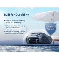 Bubot 700 Pool Cleaner Robot, Robotic Cordless Pool Vacuum w/Superior Suction, 210-Min Runtime Triple Motors, Smart Navigation, APP Control（grey）