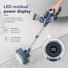 PrettyCare Cordless Vacuum Cleaner, 6-in-1 Lightweight Stick Vacuum,Self-Stand,Deep-Blue,W200-LB