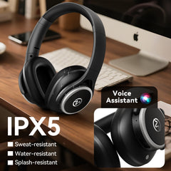 Active Noise Cancelling Headphones,60H Playtime Bluetooth 6.0 Wireless Headphones with Hi-Res Audio, Over Ear Headphones with Microphone, Deep Bass,Comfort Fit,Foldable Headset for Travel Office Game