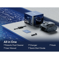 Bubot 700 Pool Cleaner Robot, Robotic Cordless Pool Vacuum w/Superior Suction, 210-Min Runtime Triple Motors, Smart Navigation, APP Control（grey）