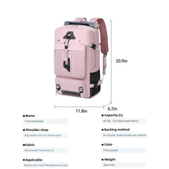 Travel Backpack 50L New Premium - Unisex Extra Large Laptop Backpack for Hiking, Climbing & Business Trips, Waterproof,Pink