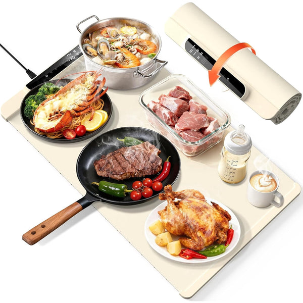 Acarner Warming Mat for Food , Portable Large Food Warmers Trays for Buffets Parties,Full Surface Fast Heating,10 Temperature Setting,Child Lock Safety
