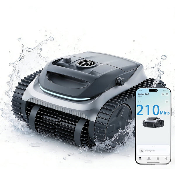 Bubot 700 Pool Cleaner Robot, Robotic Cordless Pool Vacuum w/Superior Suction, 210-Min Runtime Triple Motors, Smart Navigation, APP Control（Silver）