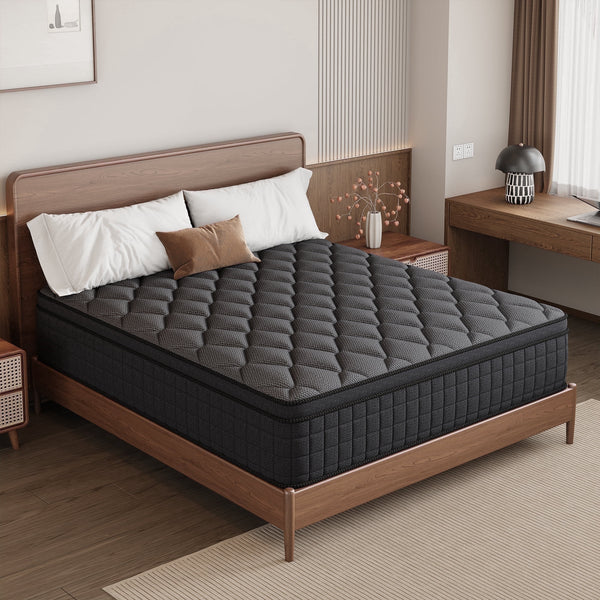 gunugu 12 inch King Hybrid Mattress in a Box, Cooling Gel Memory Foam Mattress with Individually Wrapped Pocket Coils, Medium Firm