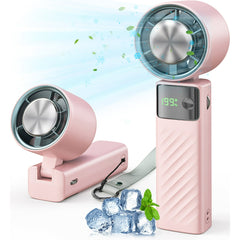 Juyafio Cutting-Edge Tech with 199 Speed Cooling Portable Small Fan&Handheld Fan,Foldable Desktop Fan,4000mAh, USB Rechargeable And Quiet Personal Fan For Home, Office, Travel & Outdoor Use (Pink)