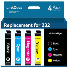 LinkDocs Ink Replacement for T232 232 Ink Cartridge Replacement for for Epson XP-4200 XP-4205 WF-2930 WF-2950（Black Cyan Magenta Yellow）4 Pack