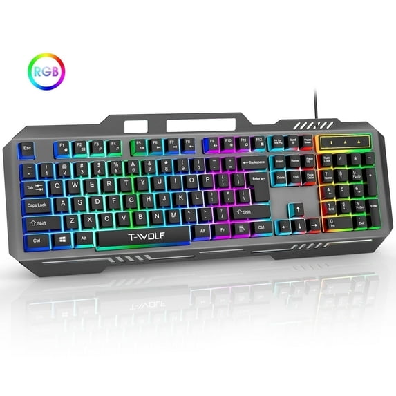 Muzpu Gaming Keyboard,Mechanical Keyboard,Wired Keyboard,IP57 Waterproof,Ultra Sensitive & Quiet Response,RGB Gaming Backlit Keyboard for PC/Mac Gamers,Black
