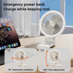 New 9000mAh 4-Speed Oscillating LED Desk Fan,Portable Stroller Fan/Foldable Hanging Clip Fans,Handheld Fans,Personal Rechargeable Small Fan for Home Travel Camping,11inch,Beige