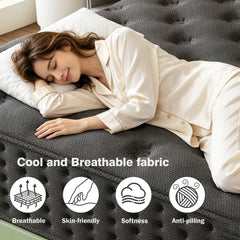 Tryagat 12” Twin Hybrid Mattress in a Box, Medium Firm Twin Size Mattresses, Cooling Gel Memory Foam Mattress with Individually Wrapped Pocket Coils, Pressure Relief
