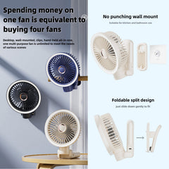 New 9000mAh 4-Speed Oscillating LED Desk Fan,Portable Stroller Fan/Foldable Hanging Clip Fans,Handheld Fans,Personal Rechargeable Small Fan for Home Travel Camping,11inch,Beige