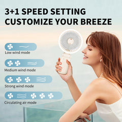 New 9000mAh 4-Speed Oscillating LED Desk Fan,Portable Stroller Fan/Foldable Hanging Clip Fans,Handheld Fans,Personal Rechargeable Small Fan for Home Travel Camping,11inch,Beige