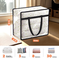 6 Pack Clear Clothes Storage Bags, Blanket Storage Bag with Zipper and Handle, Moving Bags for Bedding, Comforters, Clothing (40L)