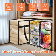 6 Pack Clear Clothes Storage Bags, Blanket Storage Bag with Zipper and Handle, Moving Bags for Bedding, Comforters, Clothing (40L)